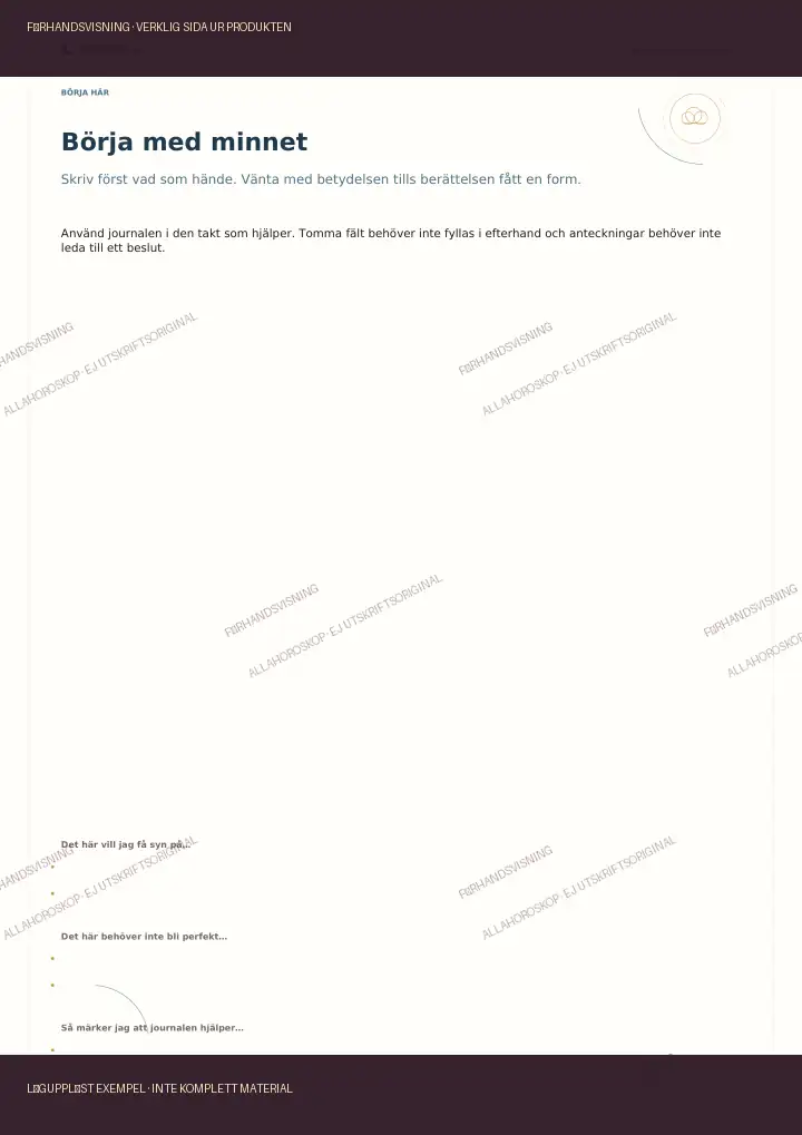 Så börjar journalen ur Drömarkivet, märkt förhandsvisning