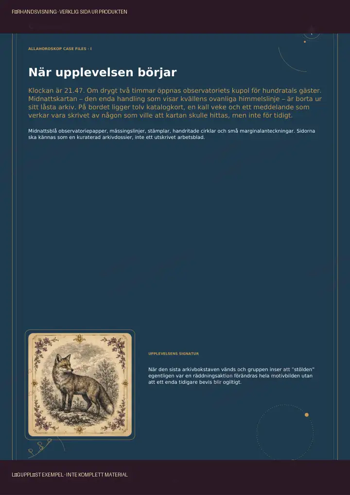 Fallets öppning ur Zodiakmysteriet, märkt förhandsvisning