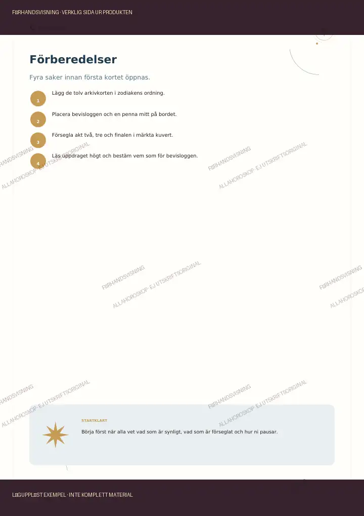 Förberedelser utan spoiler ur Zodiakmysteriet, märkt förhandsvisning